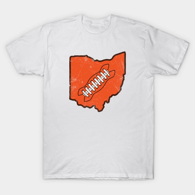 Ohio Football, Retro - White/Orange/Brown T-Shirt by KFig21